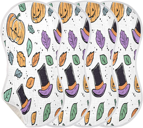 YETTASBIN Pumpkins Muslin Baby Burp Cloth, Super Soft Absorbent Cotton Burp Rag Baby Bibs Feeding Cloth for Newborn
