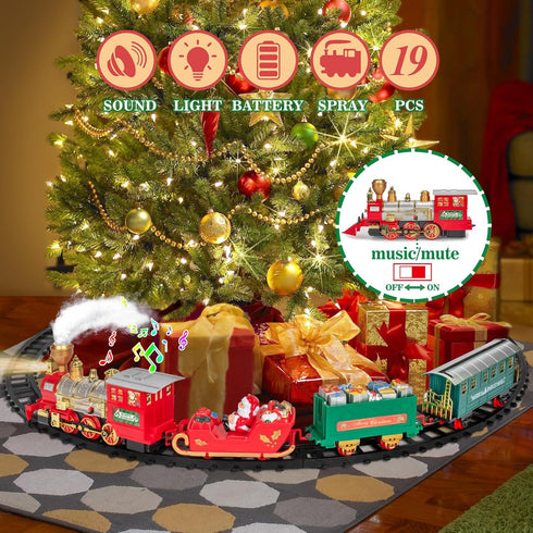 Set, Set Sets 3 4 5 6 7 8 BainGesk Train Christmas Train with Steam, Light and Sounds, Train for Under Christmas Tree