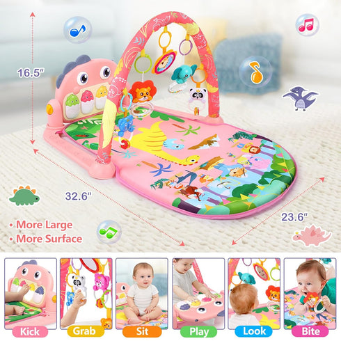 UMIKU Tummy 0-6 6-12 Baby Play Mat Baby Time Mat Activity Center for Newborn Infant Piano Play Gym Mat Music & Light