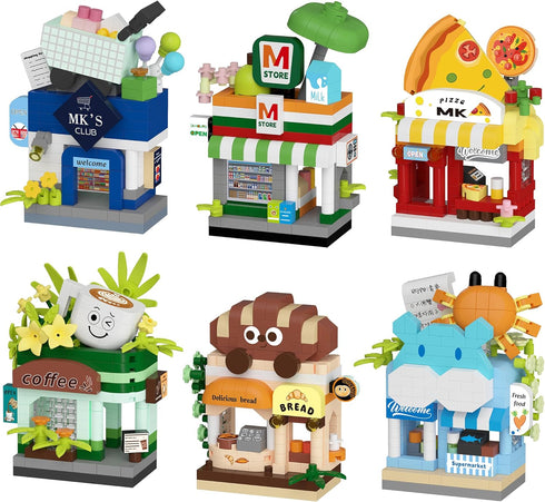 Gearblox 6 Set Street City View Mini House Festival Micro Building Toy Blocks