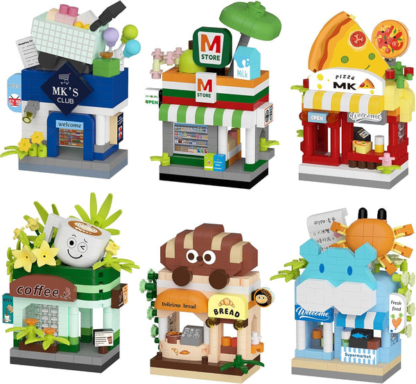 Gearblox 6 Set Street City View Mini House Festival Micro Building Toy Blocks
