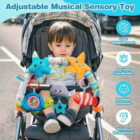 0-6-12 Jollybaby Musical Bassinet Stroller Crib Mobile Toy for Baby Months, Infant Clip On Arch Hanging Toy with Music