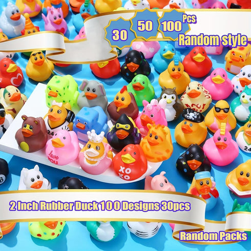 30 LINICE Pcs Rubber Ducks, Random Assortment Ducks Bulk, Mini Rubber Duckies for Toddler Baby Bath Toys, Kids Bath
