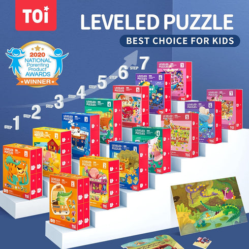 TOI Leveled Puzzles for Kids Aged 2 and Up, Toddler Puzzle, Large Pieces Educational Game