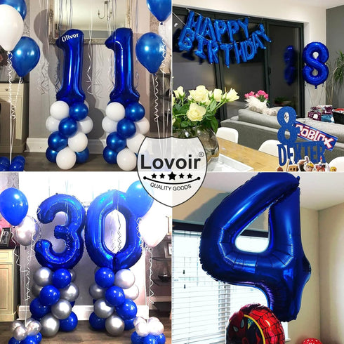 Lovoir 40 Inch Navy Blue Number 5 Balloon, Jumbo Digit Mylar Foil Helium Dark Blue for Birthday Party Celebration