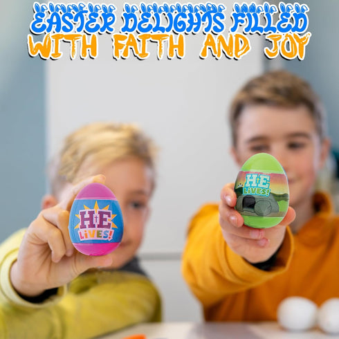 12 Pack Fun Express Prefilled Easter Eggs - Christian Gifts for Kids with Religious Toys Inside | Easter Egg Fillers