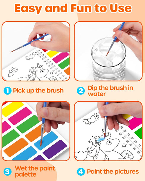 24 Pack 4-8-12, D-FantiX Paint with Water Coloring Books for Kids Ages Birthday Party Favors Bulk Gifts Goodie Bag