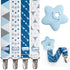 Liname 4 Pack Neutral Pacifier Clip with Teething Toy - Unisex Baby Binky Holder and Soothie Paci Clip (Blue)