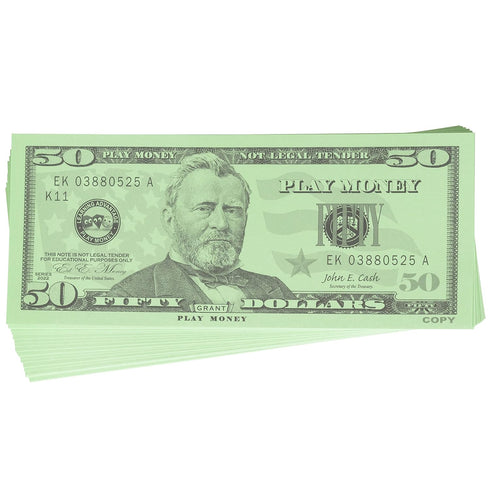 LEARNING ADVANTAGE Fifty Dollar Play Bills, Set of 50, $50 Paper Bills