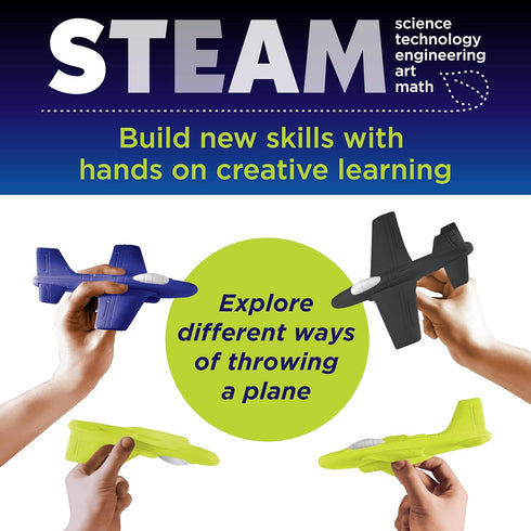 Creativity for Kids Stunt Squadron Glow-in-The-Dark Foam Fliers - Create 3 Foam Airplane Toys, STEM Kits for Ages 5-8+