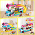 HOGOKIDS 3-in-1 Girls Camper Van Building Set, 494PCS Summer Beach Camping Blocks and Food Truck Toys