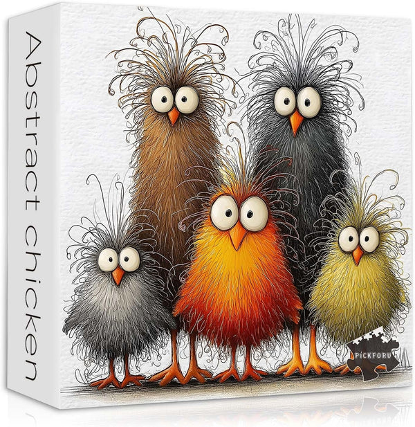 PICKFORU Funny Chicken Puzzle for Adults 1000 Pieces, Abstract Chicken Jigsaw Puzzle, Cute