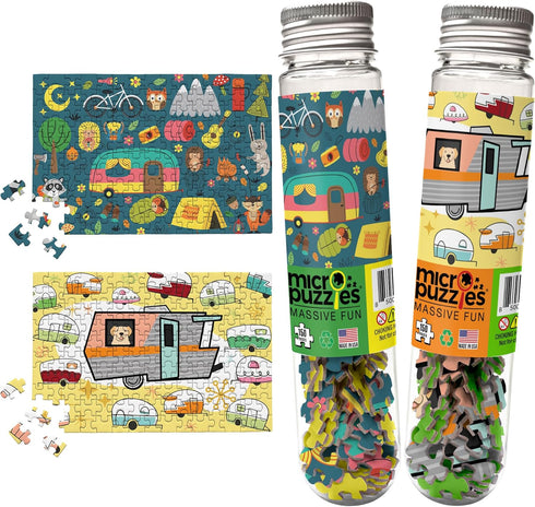 MicroPuzzles “Happy Campers” 2-Pack - Mini 150 Piece Puzzles for Adults and Teens