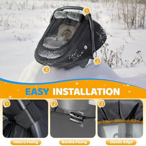Cozy IvyWind Baby Car Seat Cover, Universal Winter Carseat Cover for Babies with Breathable Mesh Window, and Warm