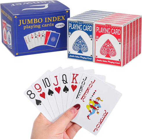 Fanwer Playing Cards Large Print 12 Pack, Jumbo Poker Playing Cards for