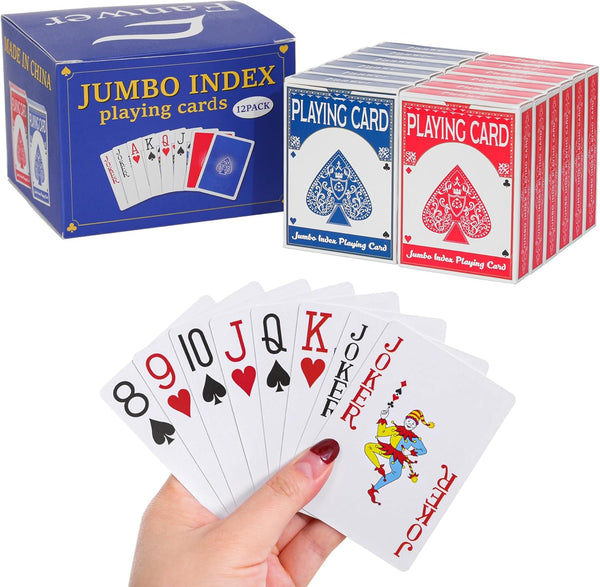 Fanwer Playing Cards Large Print 12 Pack, Jumbo Poker Playing Cards for