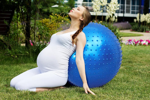 Large Sensory Massage Ball for Kids, 33.5" 85CM Bouncy Exercise Ball with Tactile Spikes, Blue Ball