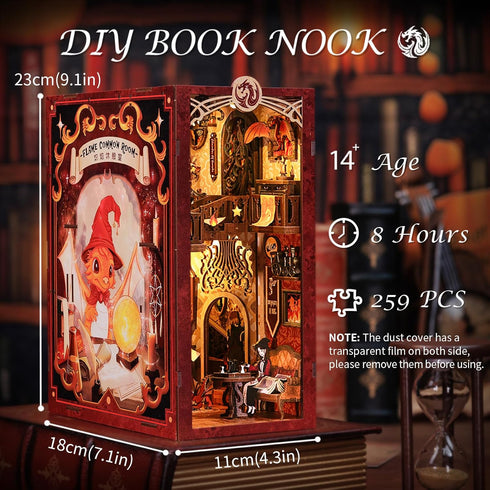Fsolis DIY Miniature House Kit, Halloween Booknook for Adults, Decorative Bookend Alley Decor for Women Teens