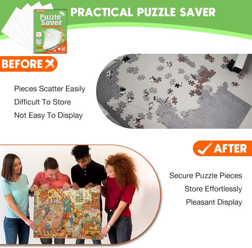 64 8x1000-Piece Nariolar Ultra-Adhesion Transparent Puzzle Glue Sheets, Puzzle Saver Sheets for Preserving Up