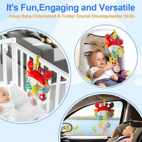 0-6 0-3-6-12 Lynncare Car Seat Toy for Babies Months, Stroller Toy with a Convenient Clip, Carseat Toys Hanging Baby
