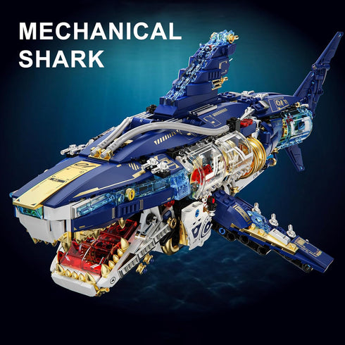 BNG Sets 8-14 (1277PCS) Mechanical Shark Building for Adult,Ocean Animal Building Block with Display Stand and Light
