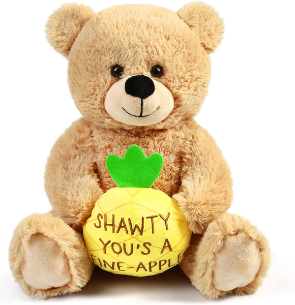 BenBen 12 Inch Teddy Bear for Girlfriend - Funny Plush Bear Toy Gift with Pineapple for Women