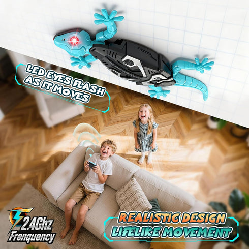 3+Years KETIEE RC Wall Crawler Gecko: Wall Climbing Gecko Toy for Kids, Remote Control Climbing Lizard with Led Glowing