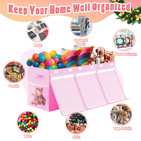 Beadsky 40"x14"x16" Extra Large Toy Box Toddlers Chest with Lids, Collapsible Sturdy Toy Storage Organizer, Kids Bin