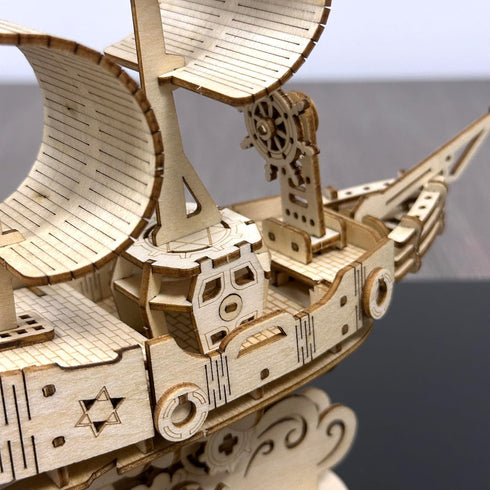 MPIUET 3D Sailboat 3D Wooden Puzzle for Adults, Sailship Model Kits to Build, Jigsaw Brain Teaser Puzzles, No Glue