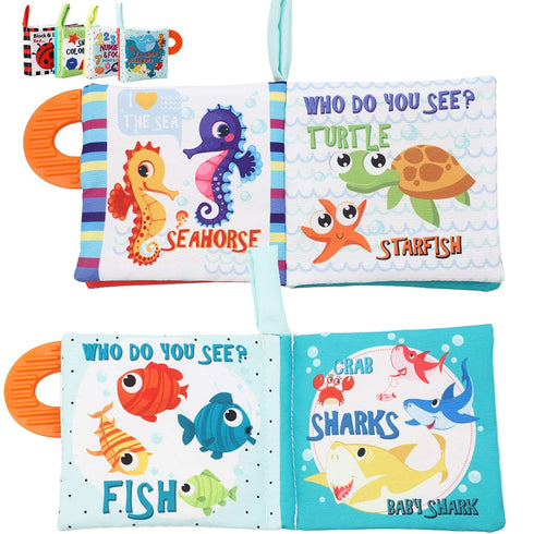 Baby Books Toys Gifts, Touch and Feel Cloth Crinkle Books for Babies, Early Learning Toys, 4 PCS