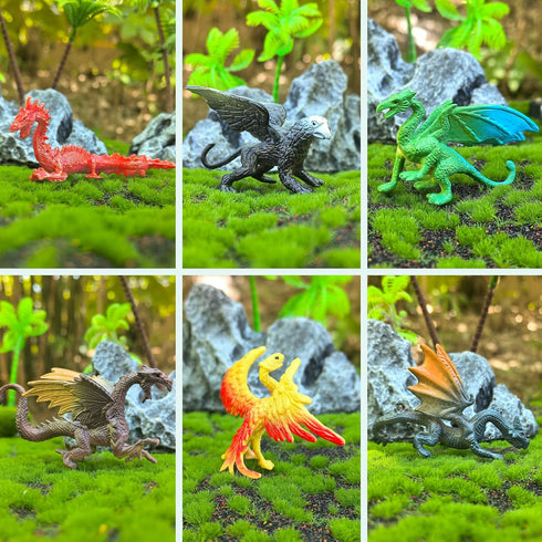 EOIVSH 12pcs Mini Dragon Toys Figures - Ancient Flying Dragon Figurines for Boys Girls, Mythical Action Figure Kid