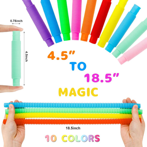 Pop Tubes Sensory Toys - 30 Pack Stretchy Fidget Toys, Stress Relief for Kids & Adults, Autism Sensory Tools