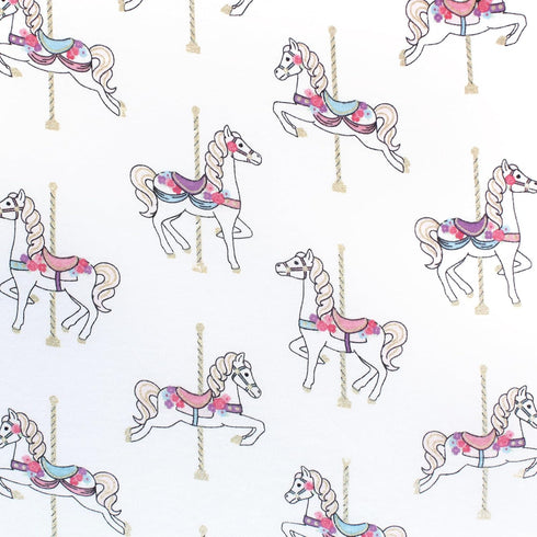 Hudson Baby Unisex Baby Cotton Fitted Crib Sheet, Carousel Horse, One Size by Hudson Baby