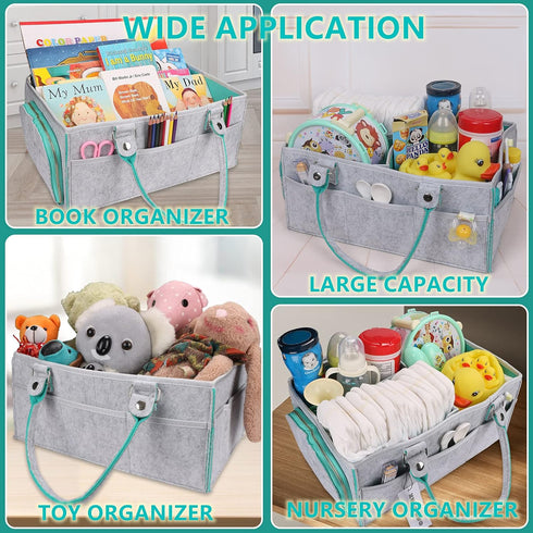 Baby Diaper Caddy Organizer for Boy or Girl, Large Nursery Storage Bin Basket for Changing Table and Car