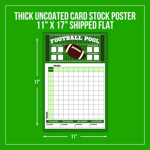 Football Big Game Betting Pool Box Squares Scoreboard Bowl Office Party Game Supplies Decorations (3-11x17" Games)