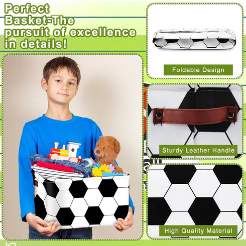 4 Closet Bokon Pcs Sports Ball Storage Basket Bin Fabric Toys Storage Cube with Handles Collapsible Shelf Cloth