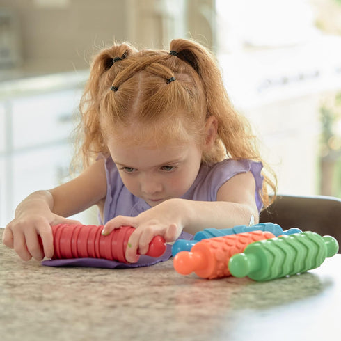 READY 2 LEARN Set of 4 Paint and Dough Texture Rollers - Textured Dough Rolling Pins for Kids Crafts and Decoration