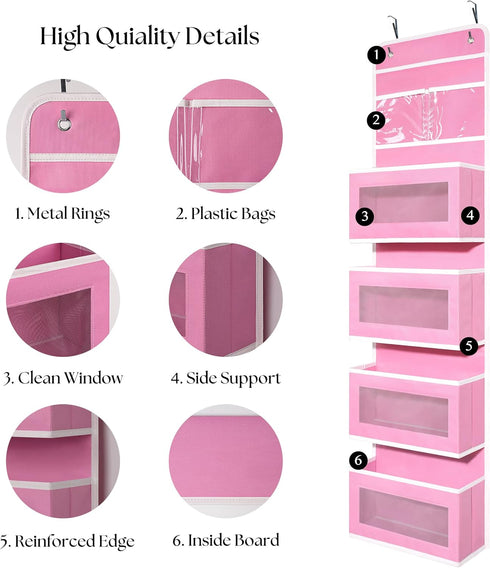 Giraffe Creation 4 Closet Over Door Organizer with Large Capacity Pockets, Hanging Organizer Storage for Bathroom