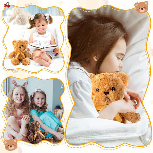 Jenaai 12 Pieces Stuffed Animals, Soft Party Gift Plush Bears for Baby Shower Centerpieces, Birthday Decorations (11.8