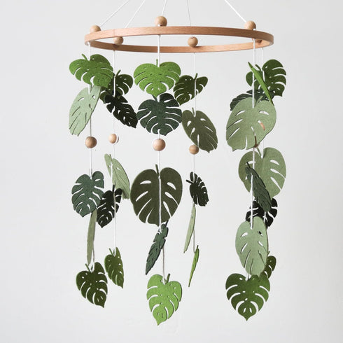 Goukurlsma Green Leaf Mobile for Crib Mobile Forest Baby Mobile Monstera Plant Crib Mobile