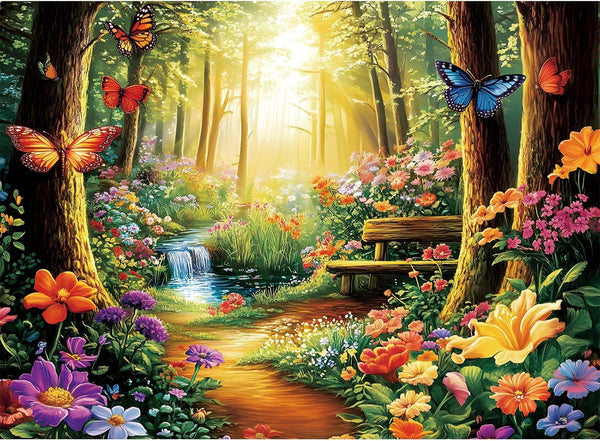 Amusding 500 Piece Jigsaw Puzzle for Adults, Forest Butterfly Jigsaw Puzzle 500 Piece