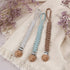 Pacifier Clip for Boys, 9.2 Inch Pacifier Leashes with Wooden Clips, Handmade Braided Cotton, 3 Pack Baby Shower Set