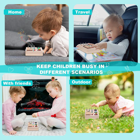 Busy Board Toddler Montessori Toys with LED Light Switch, Sensory Wall Panel for Busy Toddlers 1-3