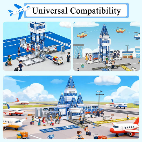 54PCS Set, 3-5 5-7 8-10 AFUNX Magnetic Tiles, Airport Theme Building Blocks Magnet Building Blocks and STEM Preschool