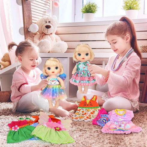 9 Sets 10-12 Inch Dolls,12 Inch Set ECORELF Alive Baby Doll Clothes, Doll Clothes for Girl Baby Doll Dress Outfits