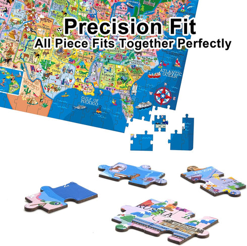 USA Map Puzzle for Kids - 200 Piece Jigsaw Puzzle with 50 States and Capitals, Ages 4 and Up