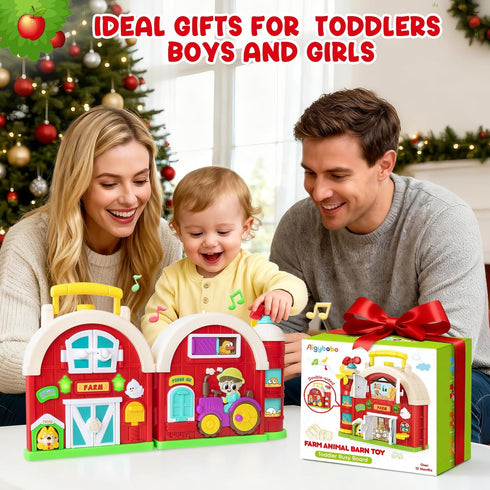 1-2 1-3, 12-18 1+ Toddler Toys for Year Old Boys & Girls, Farm Barn Montessori Busy Board, Early Educational Toy