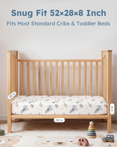 52x28 4 Pack Baby Crib Sheets for Boys and Girls, Toddler Bed Sheets Fitted for Standard Crib and Toddler Mattresses