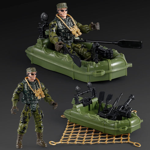 US Army Men Action Figures Play Set, Toy Soldiers with Military Weapons Accessories for Kids Boys