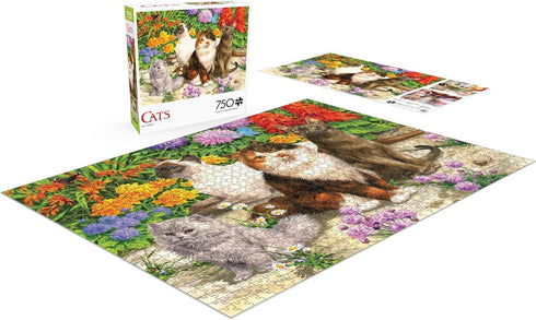 Buffalo Games - John Francis - Cat Flora - 750 Piece Jigsaw Puzzle for Adults, Finished Size 24.00 x 18.00
